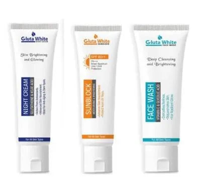 Gluta White 3-in-1 Skincare Bundle SPF 50+ Night Cream Face Wash