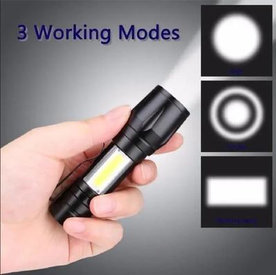 USB Rechargeable Mini Flashlight Black Metal 62Hr